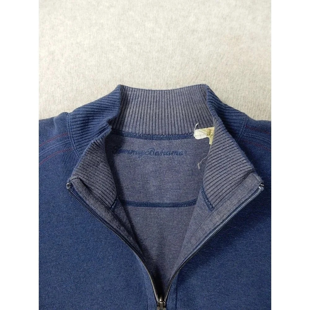 Tommy Bahama 1/4 Zip MARLIN Reversible Pullover Sweater‎ (Men's XL) Blue